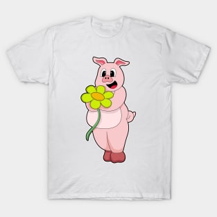 Pig with yellow Flower T-Shirt